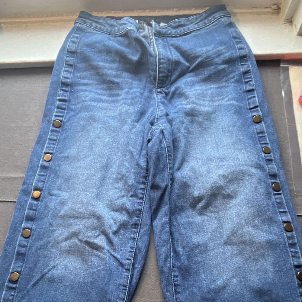 Soho Jeans Women’s Wide-Leg Jeans s 6 Blue Denim side snap button jeans